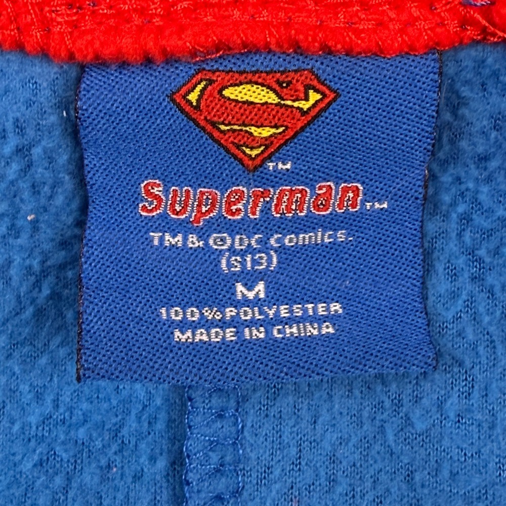DC Comics Superman Adult M Fleece One Piece Pajamas Cape Costume with Pockets - Picture 7 of 13